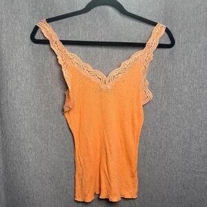 Polo Jeans Company Women's M Vintage Y2K Orange Lace Trim Tank Camisole Rare